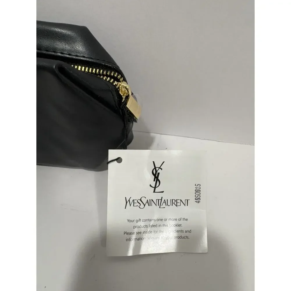 Yves Saint Laurent YSL Beaute Vintage Bag Beauty Cosmetics Zip Pouch Black W Tag - Picture 4 of 7